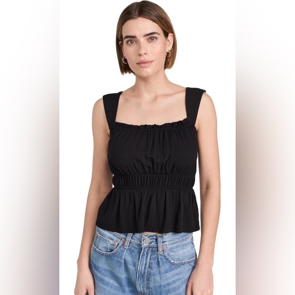 PAIGE Laureth Smocked Puff Sleeve Top – Black | NWT | Size S